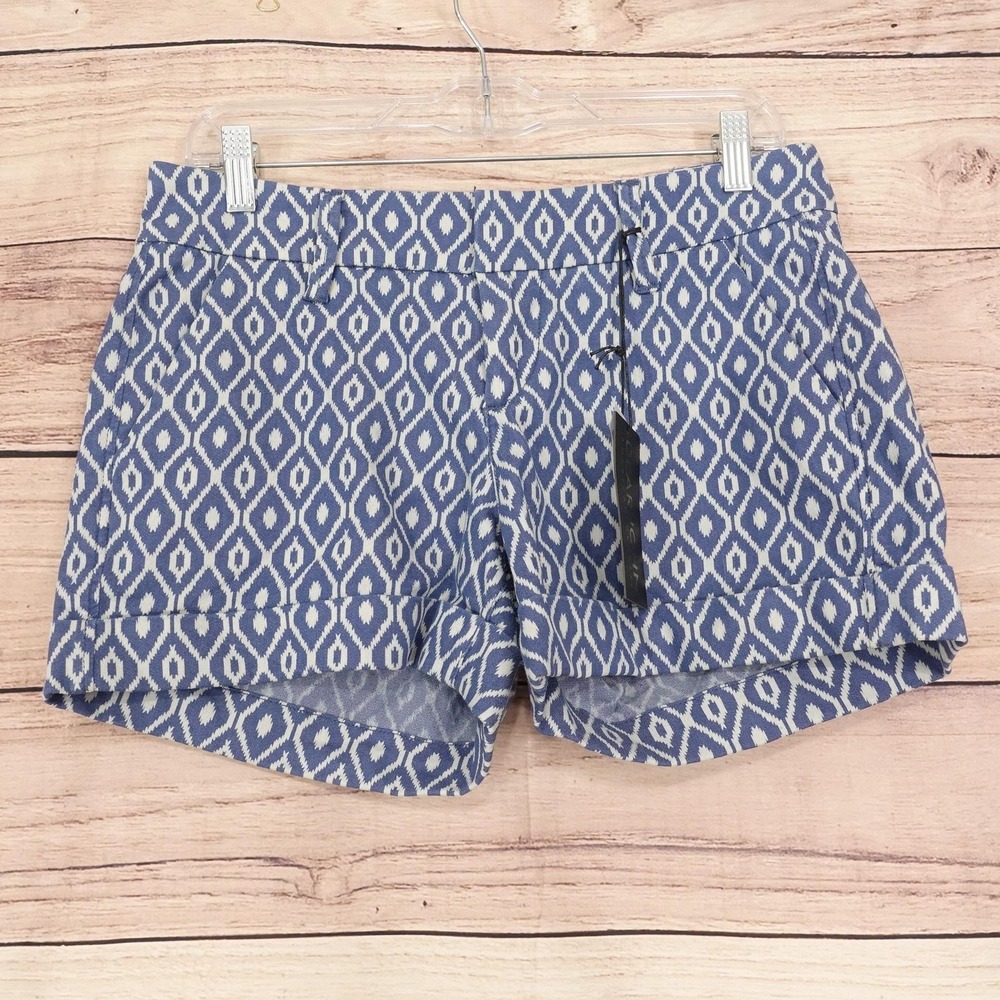 Dear John Chino Shorts Womens Size 28 Blue Jacquard 31 Waist 3.5 Inseam Cuffed